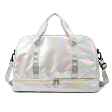 Zone Bag Pearl - Iridescent Duffel with Shoe Compartment — Pearl White
